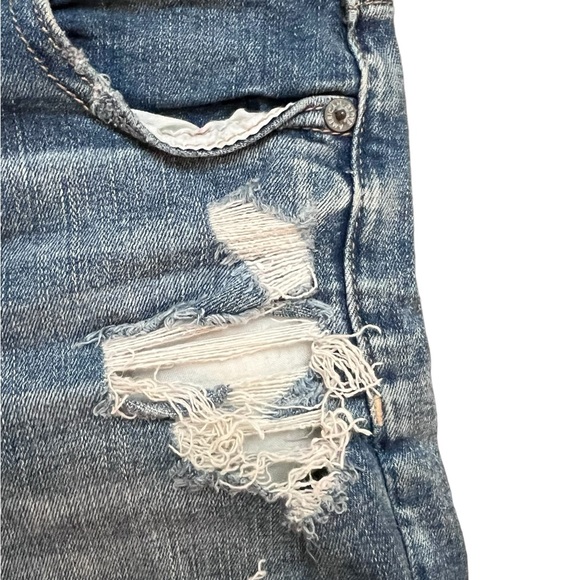 American Eagle Hi-Rise Shortie Distressed Denim Shorts Size 0 - Picture 3 of 13